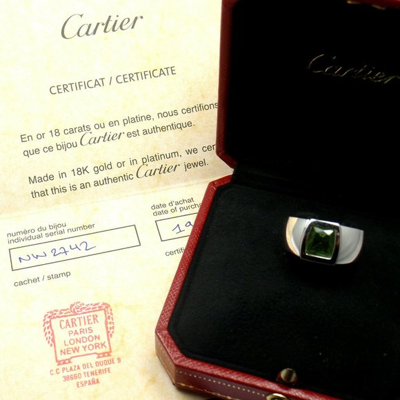 Rare! Authentic Cartier La Dona 18k White Gold Peridot Ring Box Certificate - Picture 4 of 8